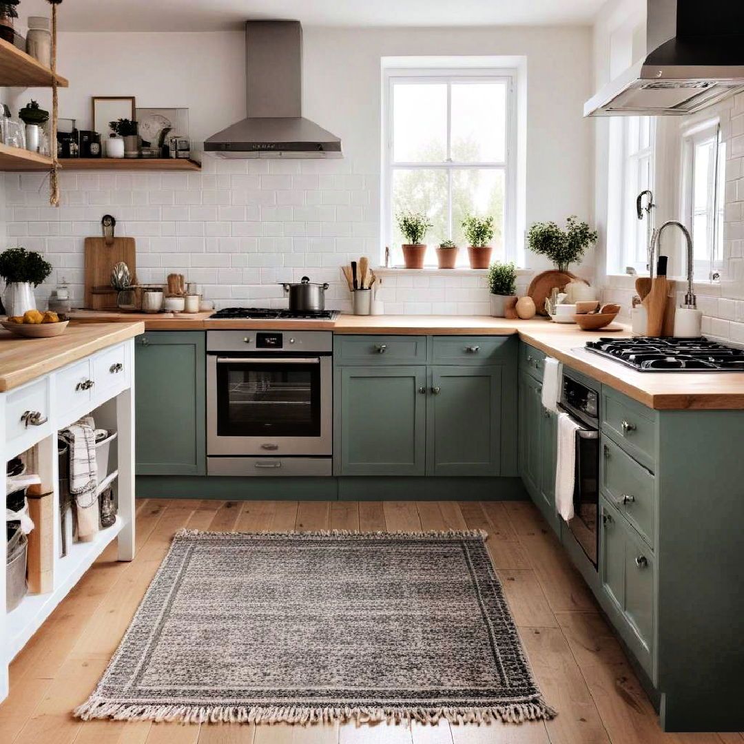 Bright Scandinavian kitchen with wooden accents and minimalist design
